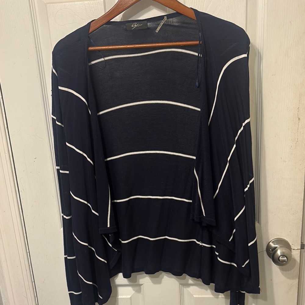 Navy and White Striped Cardigan